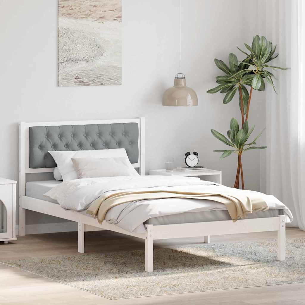 Sängram med huvudgavel Ljusgrå 100 x 200 cm Massiv furu