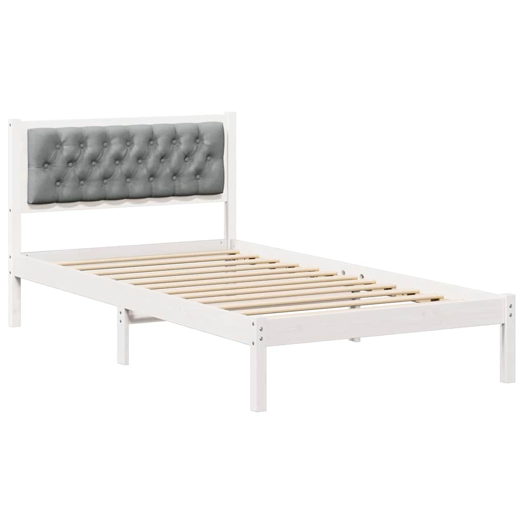 Sängram med huvudgavel Ljusgrå 100 x 200 cm Massiv furu