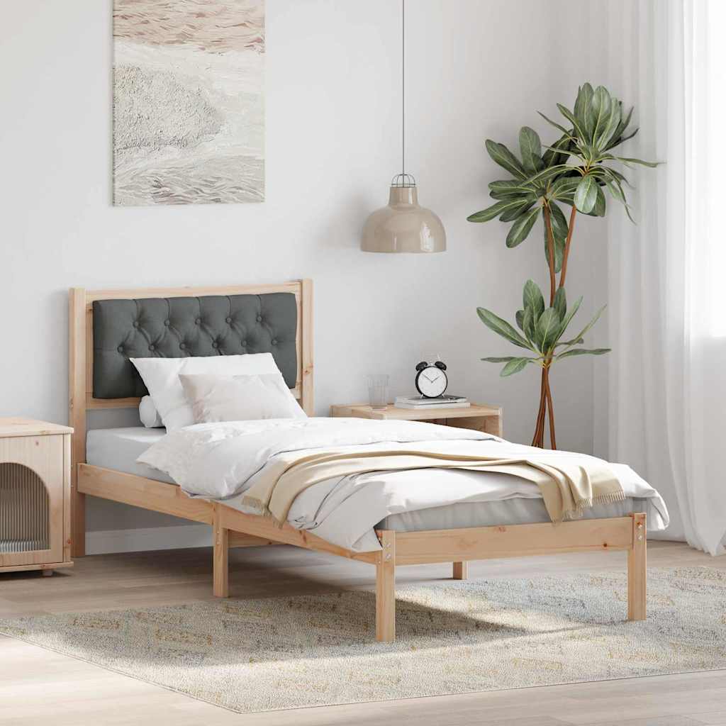 Sängram med huvudgavel Mörkgrå 90 x 200 cm Massiv furu