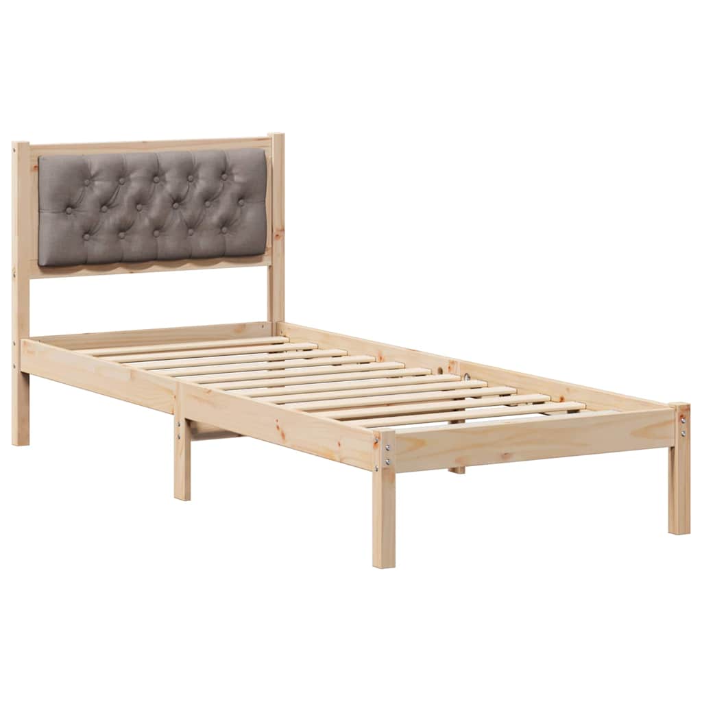 Sängram med huvudgavel Taupe 90 x 200 cm Massiv furu