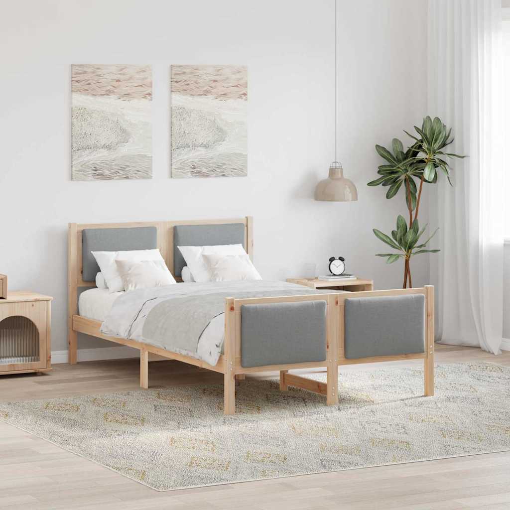 Sängram med huvudgavel Ljusgrå 120 x 200 cm tyg