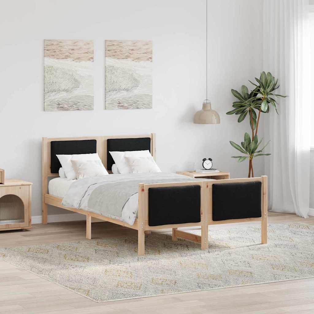Sängram med huvudgavel Svart 120 x 200 cm tyg