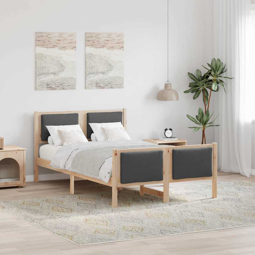 Sängram med huvudgavel Mörkgrå 120 x 190 cm tyg