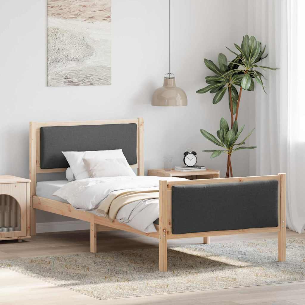 Sängram med huvudgavel Mörkgrå 100 x 200 cm tyg