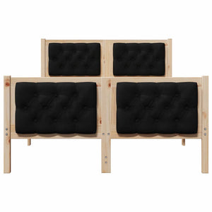 Sängram med huvudgavel Svart 135 x 190 cm Massiv furu