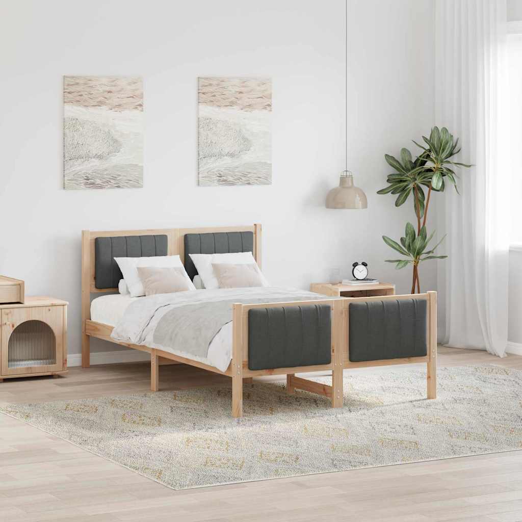 Sängram brun och mörkgrå 120 x 200 cm Massiv furu