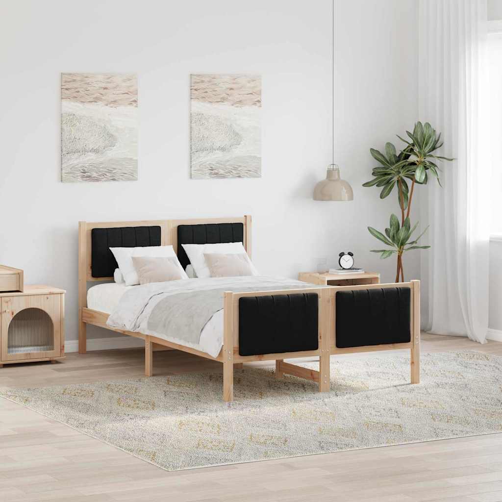 Sängram med huvudgavel Brun och svart 120 x 190 cm Massiv furu