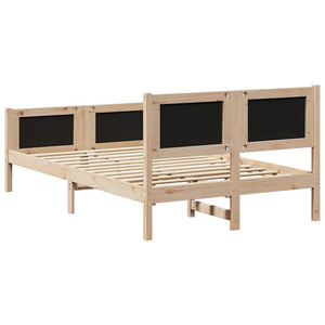 Sängram med huvudgavel Brun och svart 120 x 190 cm Massiv furu