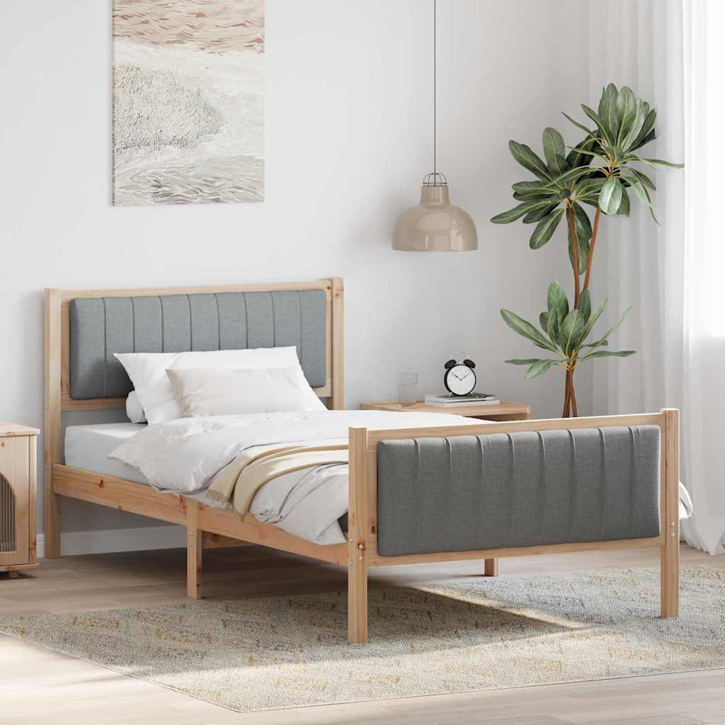 Sängram Brun och ljusgrå 100 x 200 cm Massiv furu