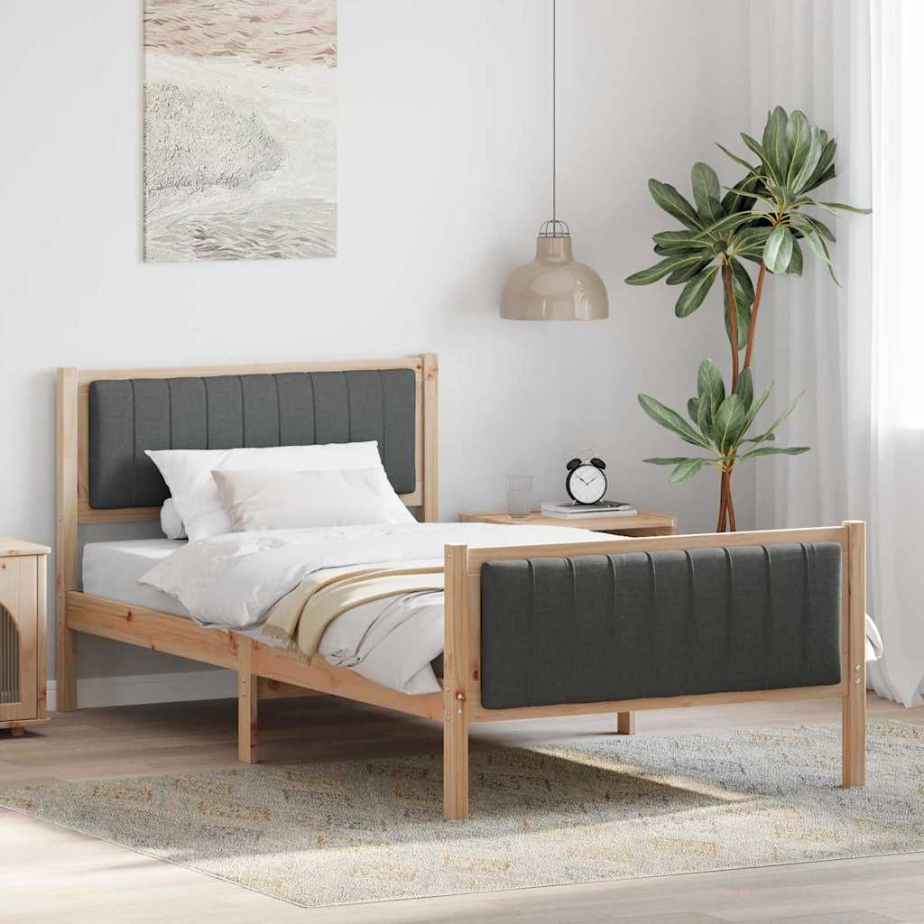 Sängram brun och mörkgrå 100 x 200 cm Massiv furu