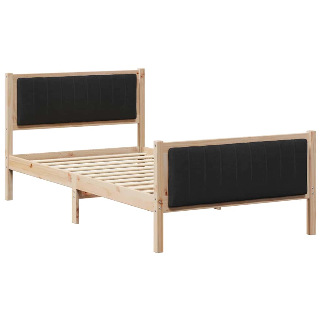 Sängram med huvudgavel Brun och svart 100 x 200 cm Massiv furu