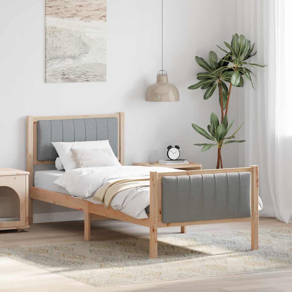 Sängram med huvudgavel Brun och ljusgrå 80 x 200 cm Massiv furu