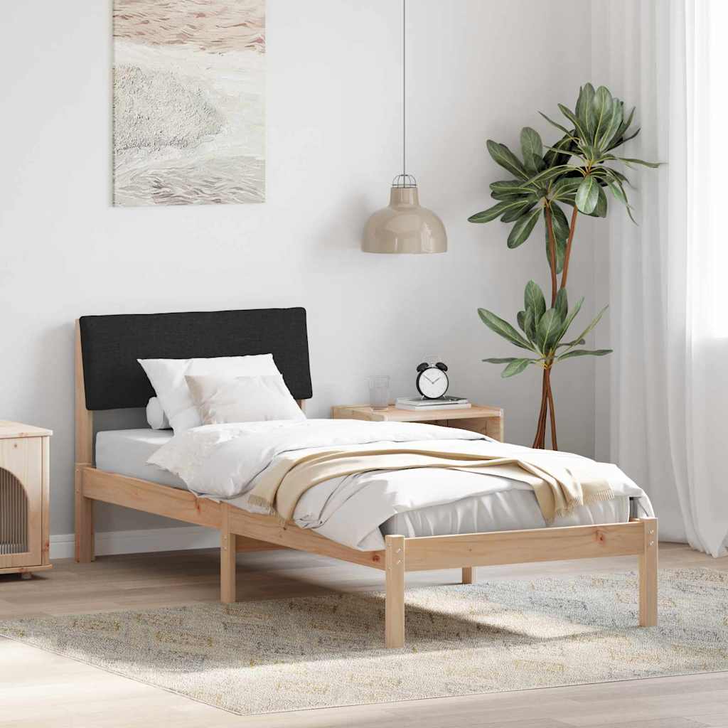 Sängram med huvudgavel Brun och svart 80 x 200 cm Massiv furu