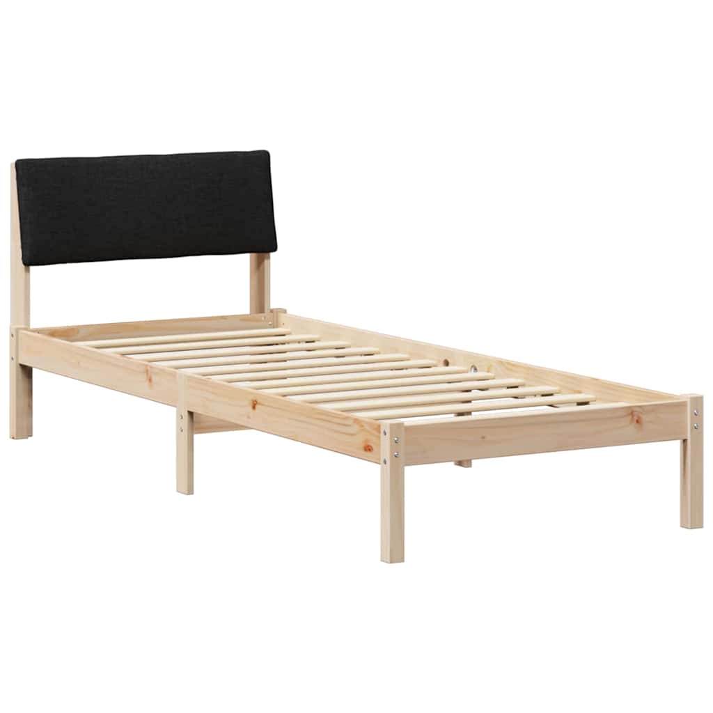 Sängram med huvudgavel Brun och svart 80 x 200 cm Massiv furu