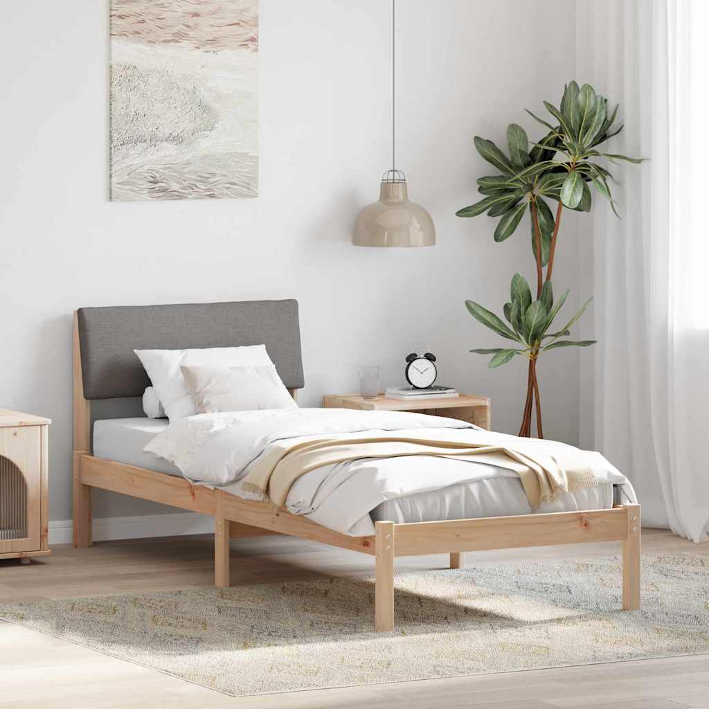 Sängram med huvudgavel Brun och taupe 80 x 200 cm Massiv furu