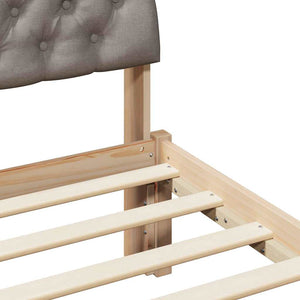 Sängram med huvudgavel Brun och taupe 160 x 200 cm Massiv furu