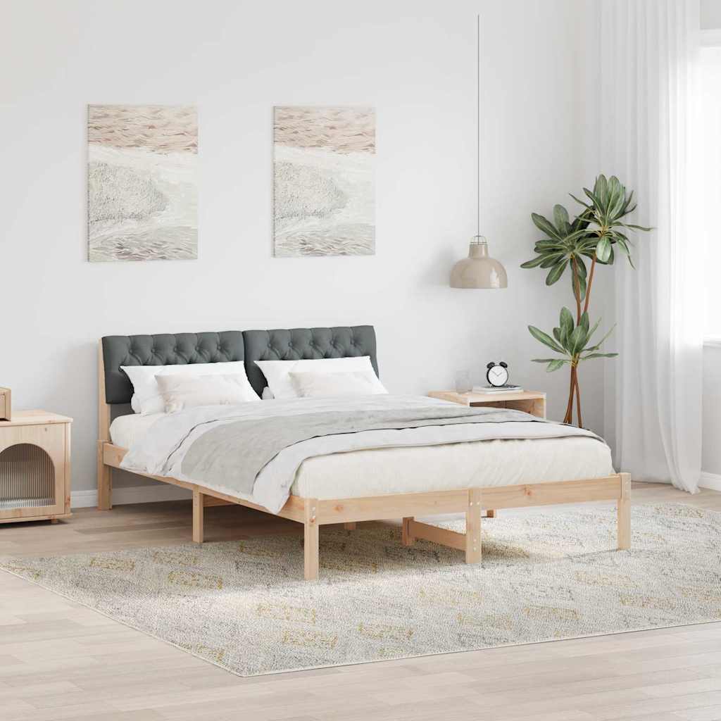 Sängram brun och mörkgrå 135 x 190 cm Massiv furu