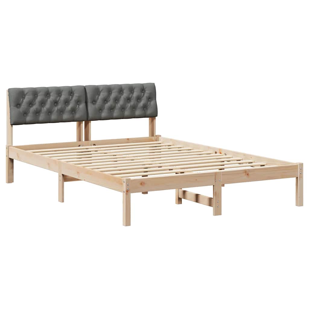 Sängram brun och mörkgrå 135 x 190 cm Massiv furu