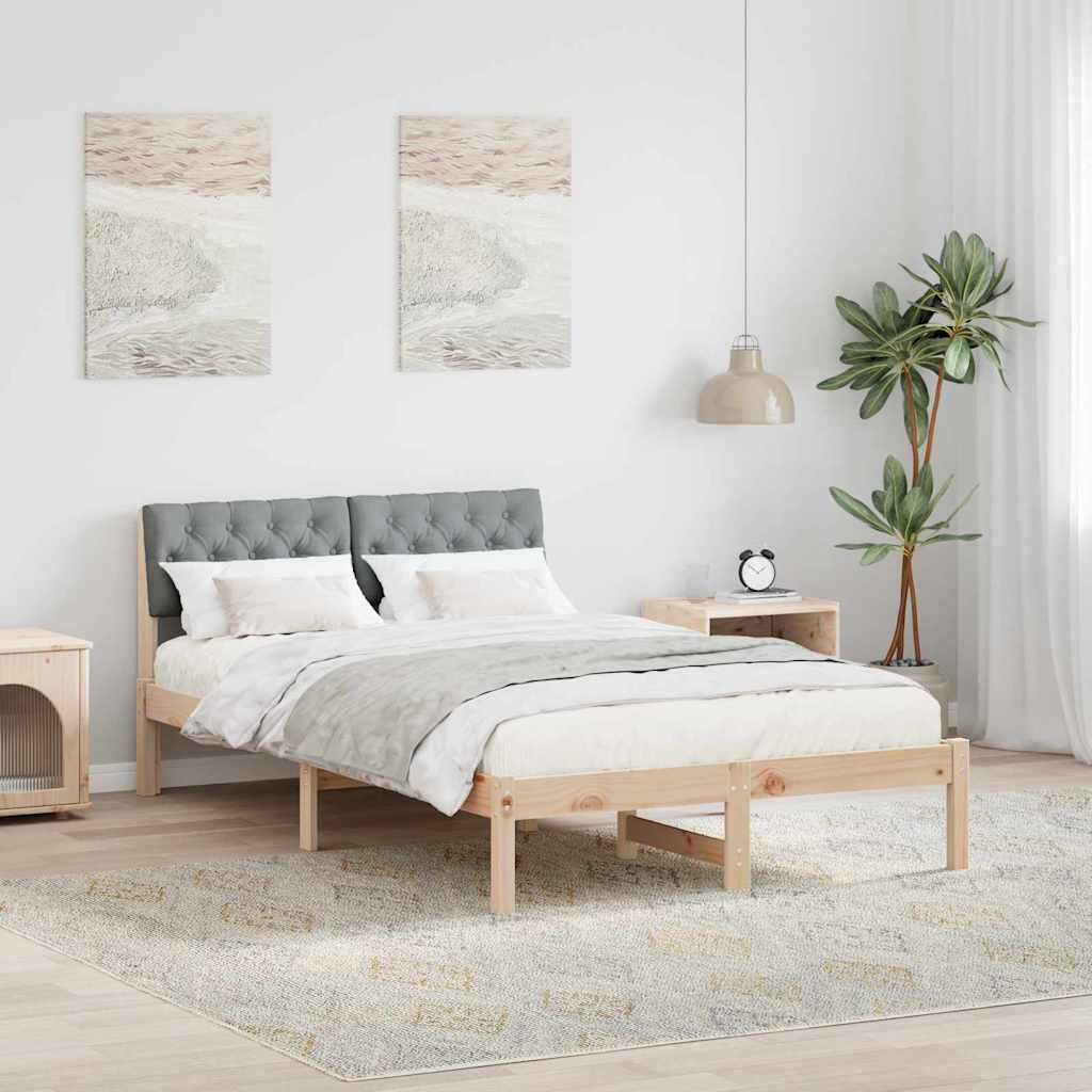 Sängram Brun och ljusgrå 120 x 190 cm Massiv furu