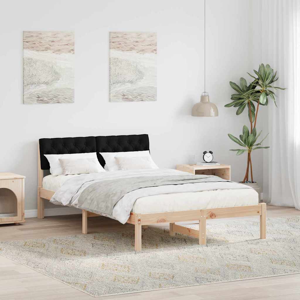 Sängram med huvudgavel Brun och svart 120 x 190 cm Massiv furu