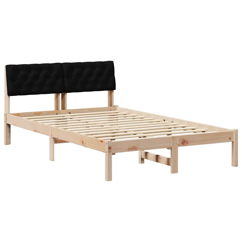Sängram med huvudgavel Brun och svart 120 x 190 cm Massiv furu