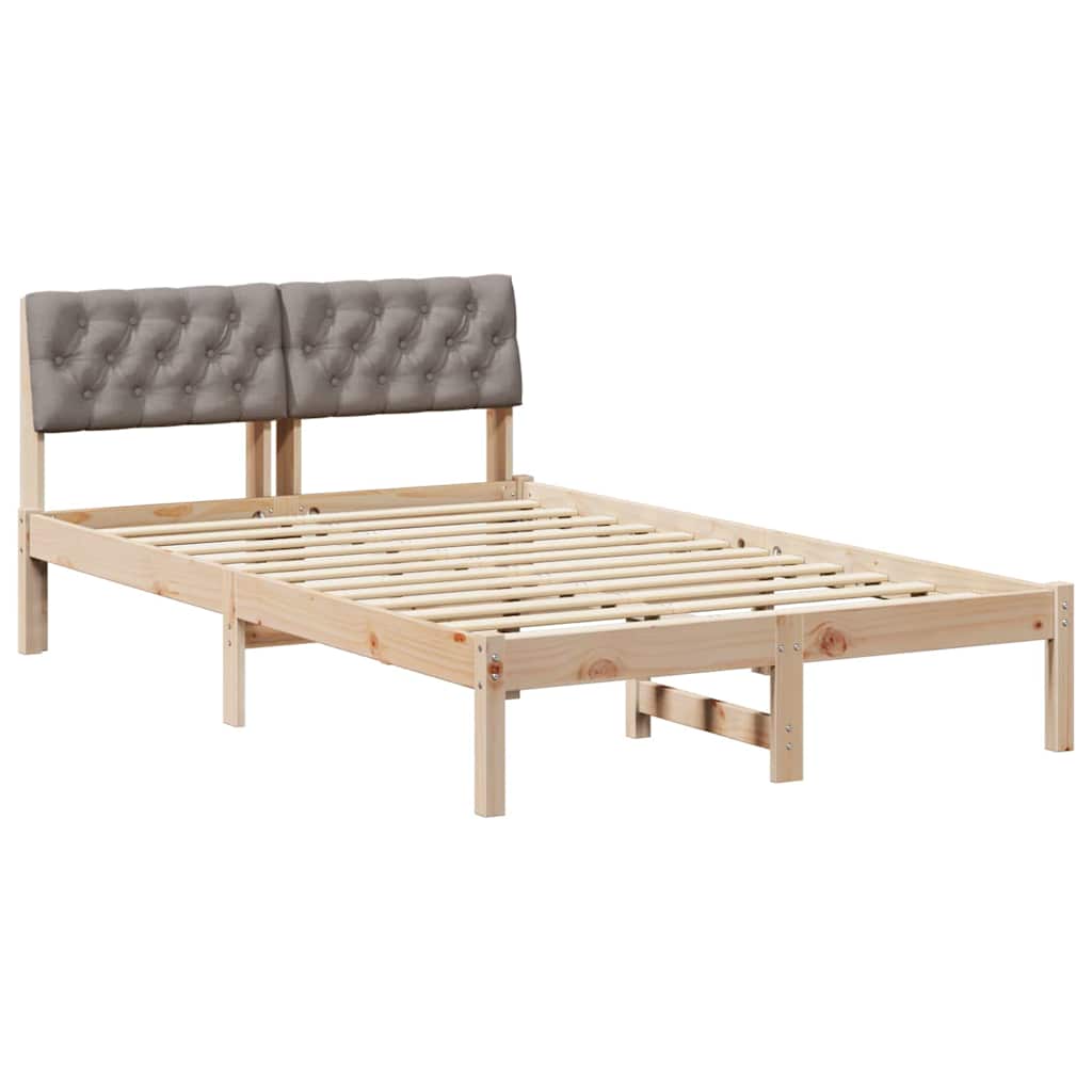 Sängram med huvudgavel Brun och taupe 120 x 190 cm Massiv furu
