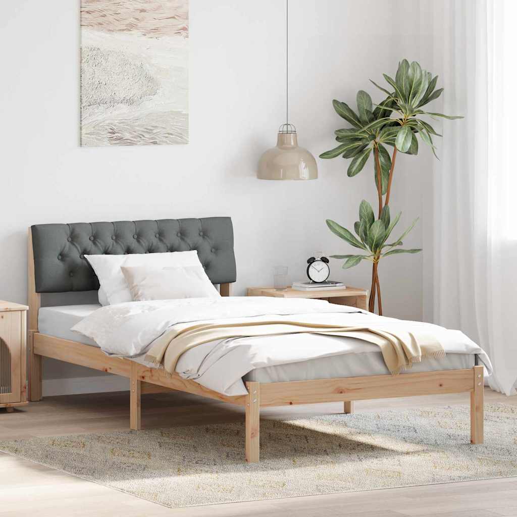 Sängram brun och mörkgrå 100 x 200 cm Massiv furu
