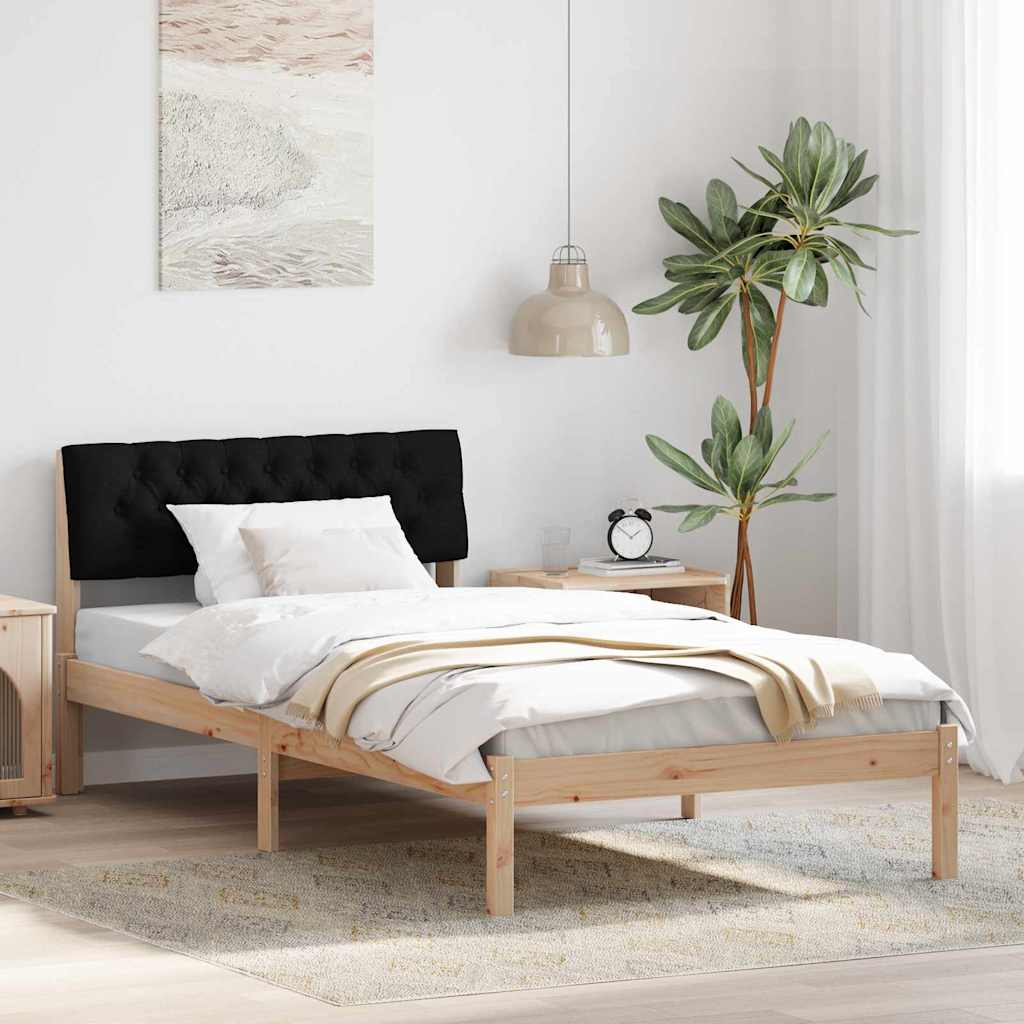 Sängram med huvudgavel Brun och svart 100 x 200 cm Massiv furu