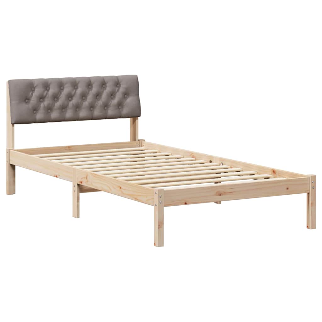 Sängram med huvudgavel Brun och taupe 100 x 200 cm Massiv furu