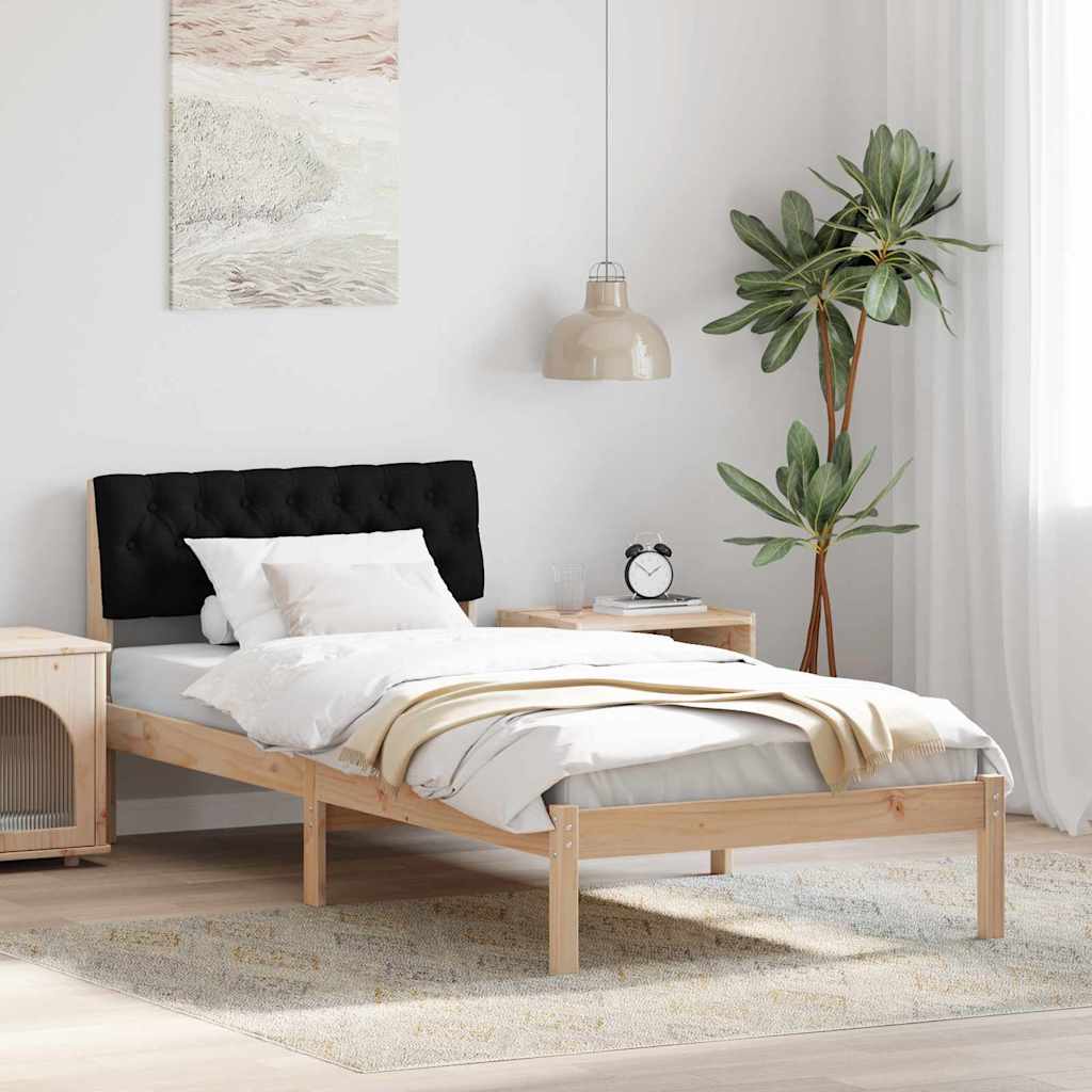 Sängram med huvudgavel Brun och svart 90 x 200 cm Massiv furu
