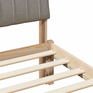 Sängram med huvudgavel Brun och taupe 135 x 190 cm Massiv furu