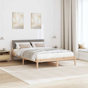 Sängram med huvudgavel Brun och taupe 135 x 190 cm Massiv furu
