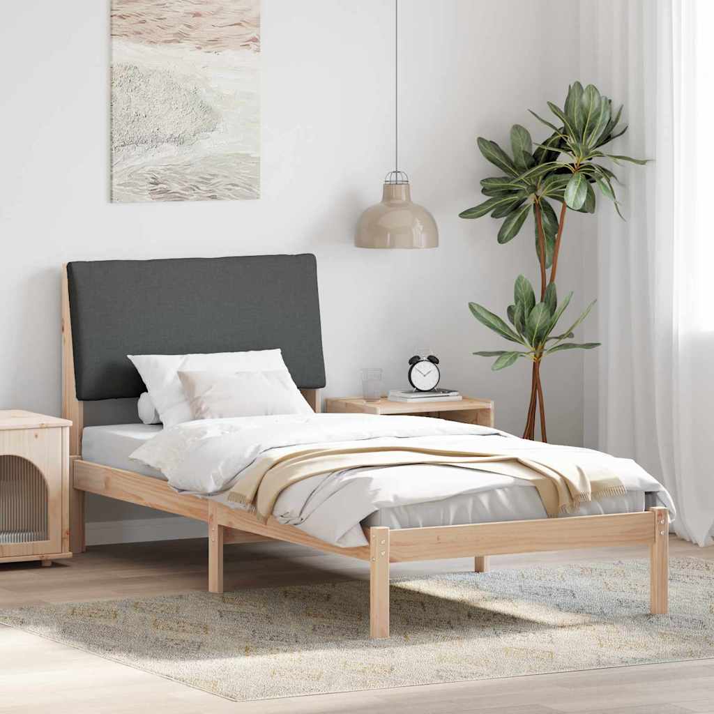 Sängram brun och mörkgrå 100 x 200 cm Massiv furu