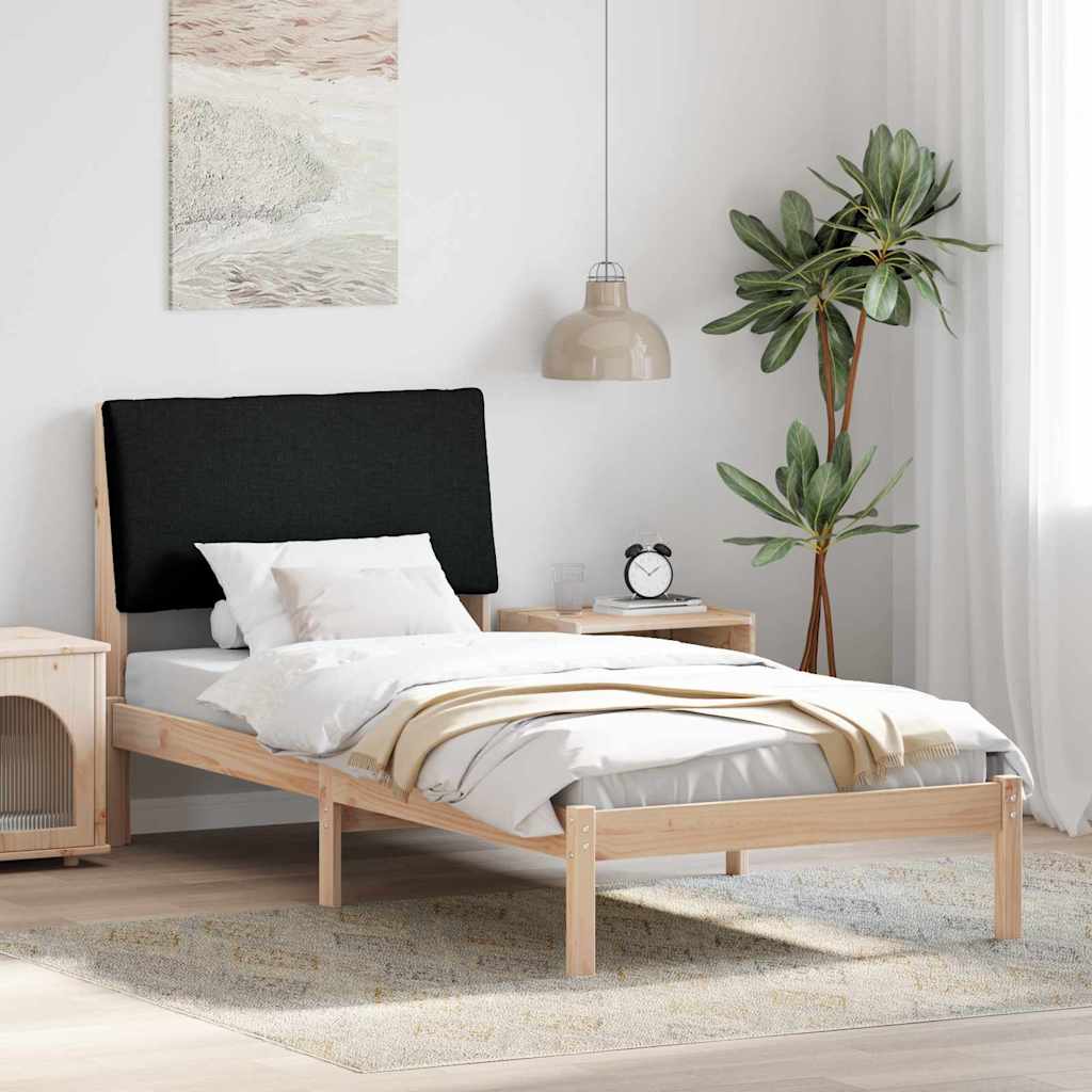 Sängram med huvudgavel Brun och svart 100 x 200 cm Massiv furu