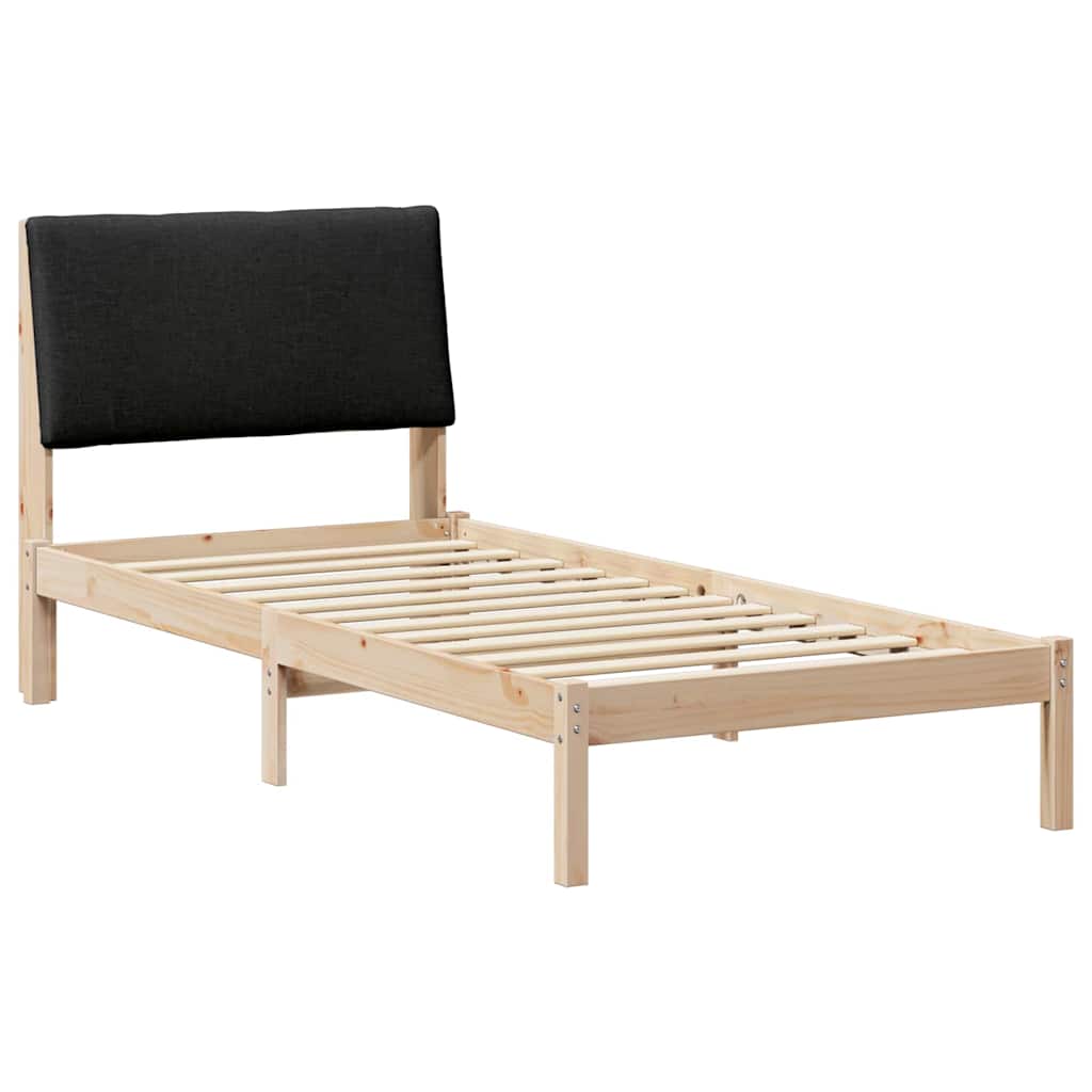 Sängram med huvudgavel Brun och svart 100 x 200 cm Massiv furu