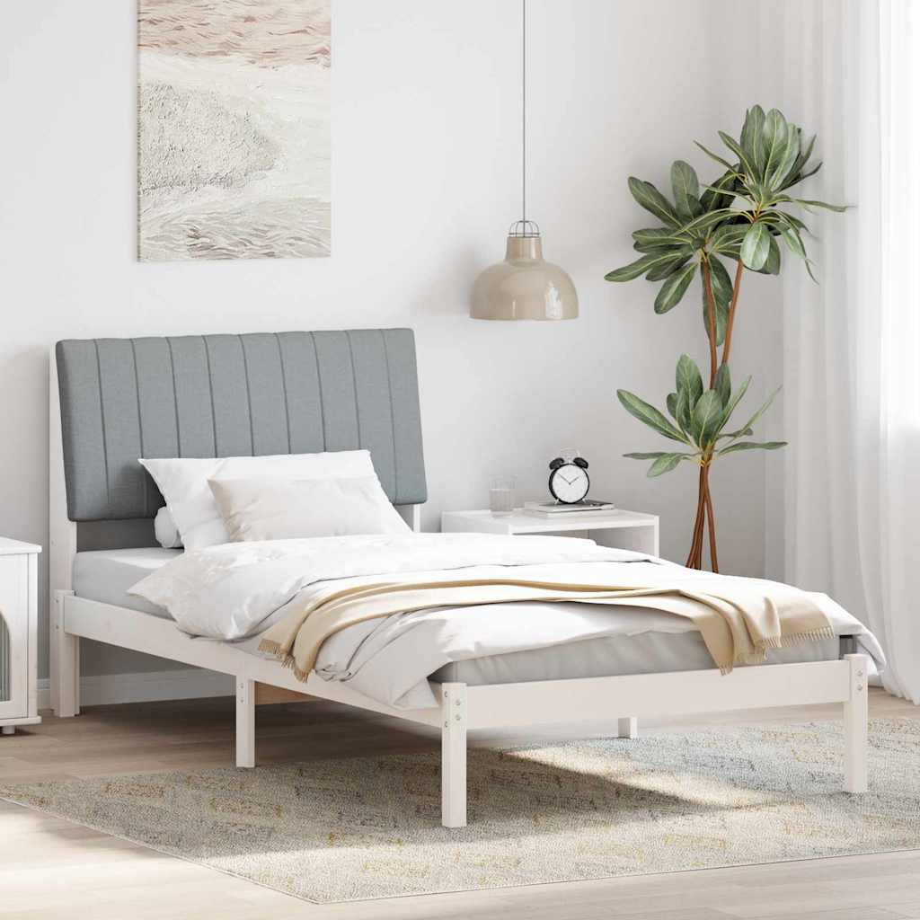 Sängram med huvudgavel Vit 100 x 200 cm Massiv furu
