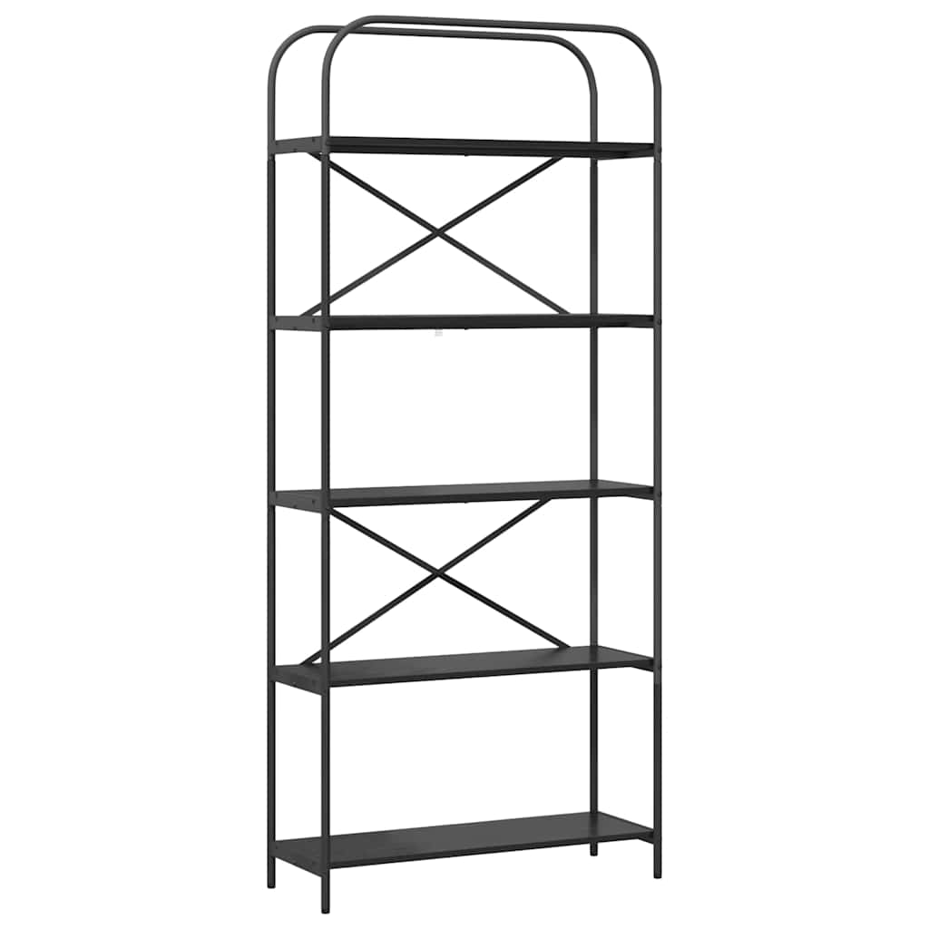 Hyllsystem 5 nivåer 80 x 30 x 183 cm Konstruerat trä Svart Ek