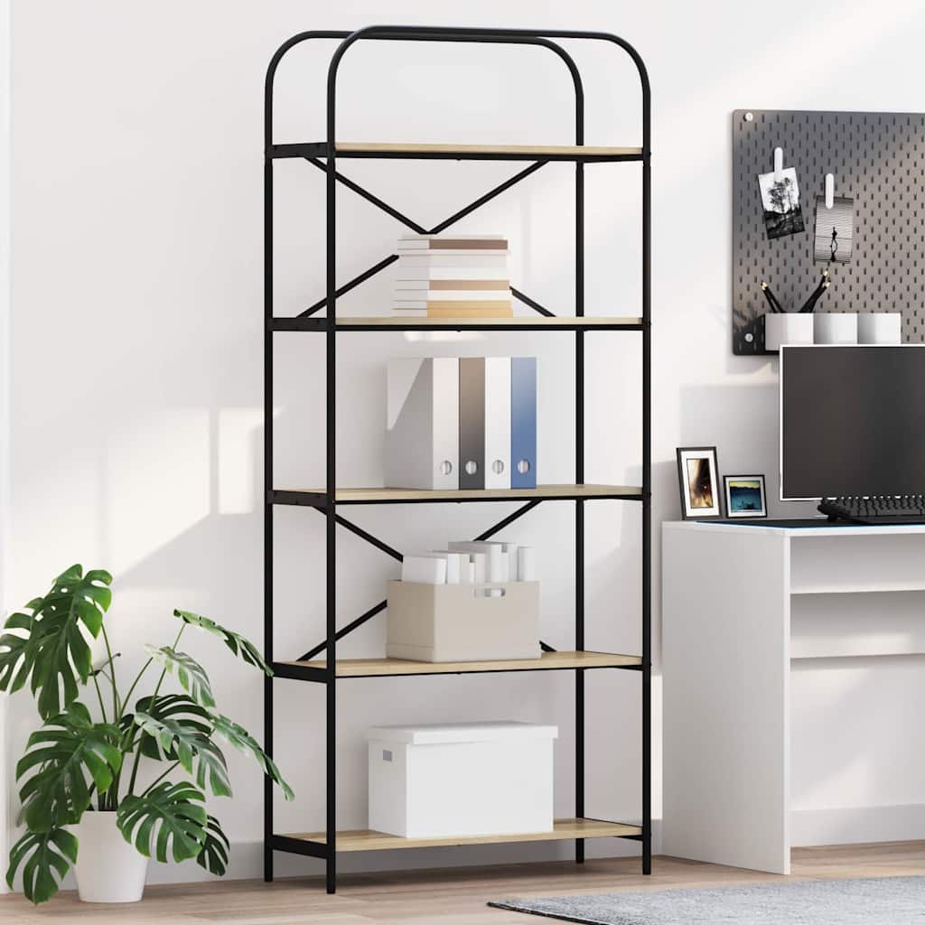 Hyllsystem 5 nivåer 80 x 30 x 183 cm Konstruerat trä Sonoma-ek