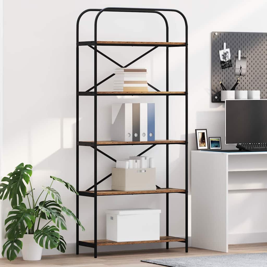 Hyllsystem 5 nivåer 80 x 30 x 183 cm Konstruerat trä