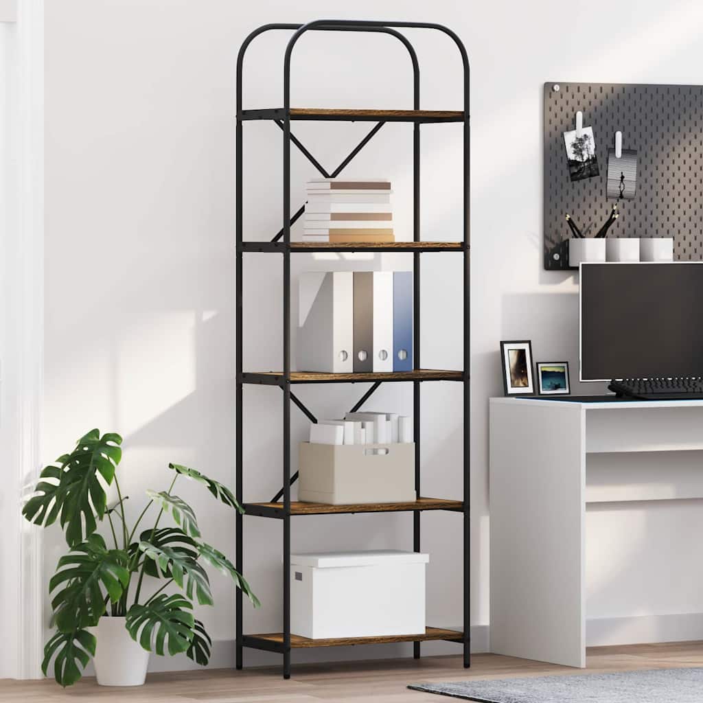 Hyllsystem 5 nivåer 60 x 30 x 183 cm Konstruerat trä Rökt ek