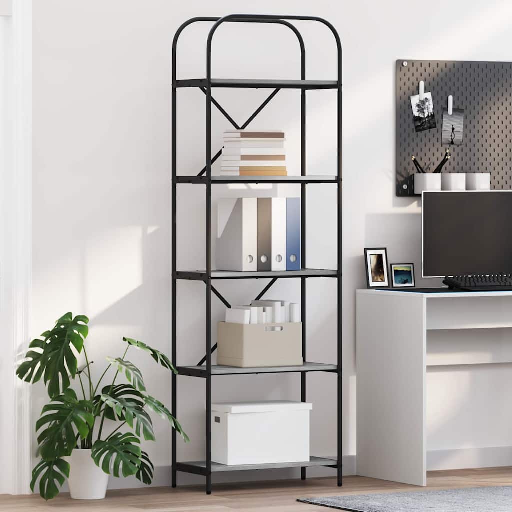 Hyllsystem 5 nivåer 60 x 30 x 183 cm Konstruerat trä Grå Sonoma