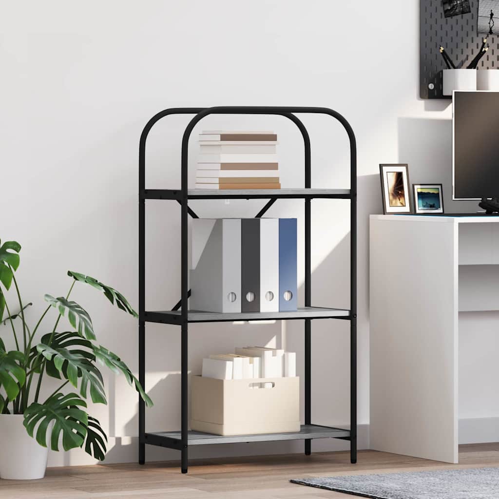 Hyllsystem 3 nivåer 60 x 30 x 109 cm Konstruerat trä Grå Sonoma