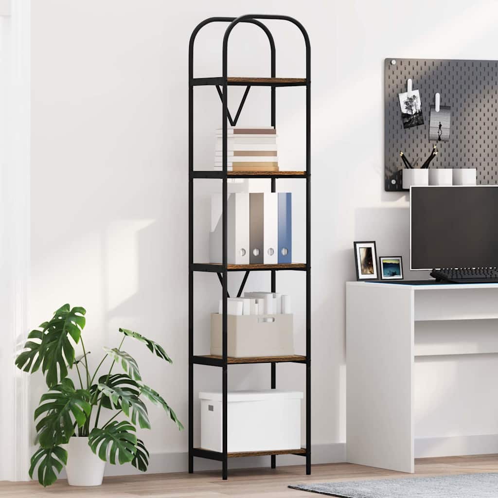 Hyllsystem 5 nivåer 40 x 30 x 183 cm Konstruerat trä Rökt ek