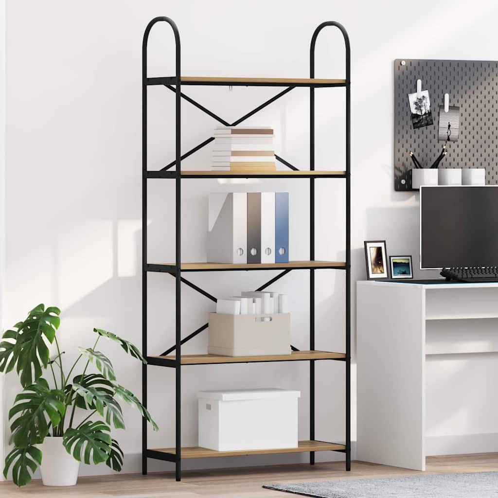Hyllsystem 5 nivåer 80 x 30 x 183 cm Konstruerat trä Artisan Ek
