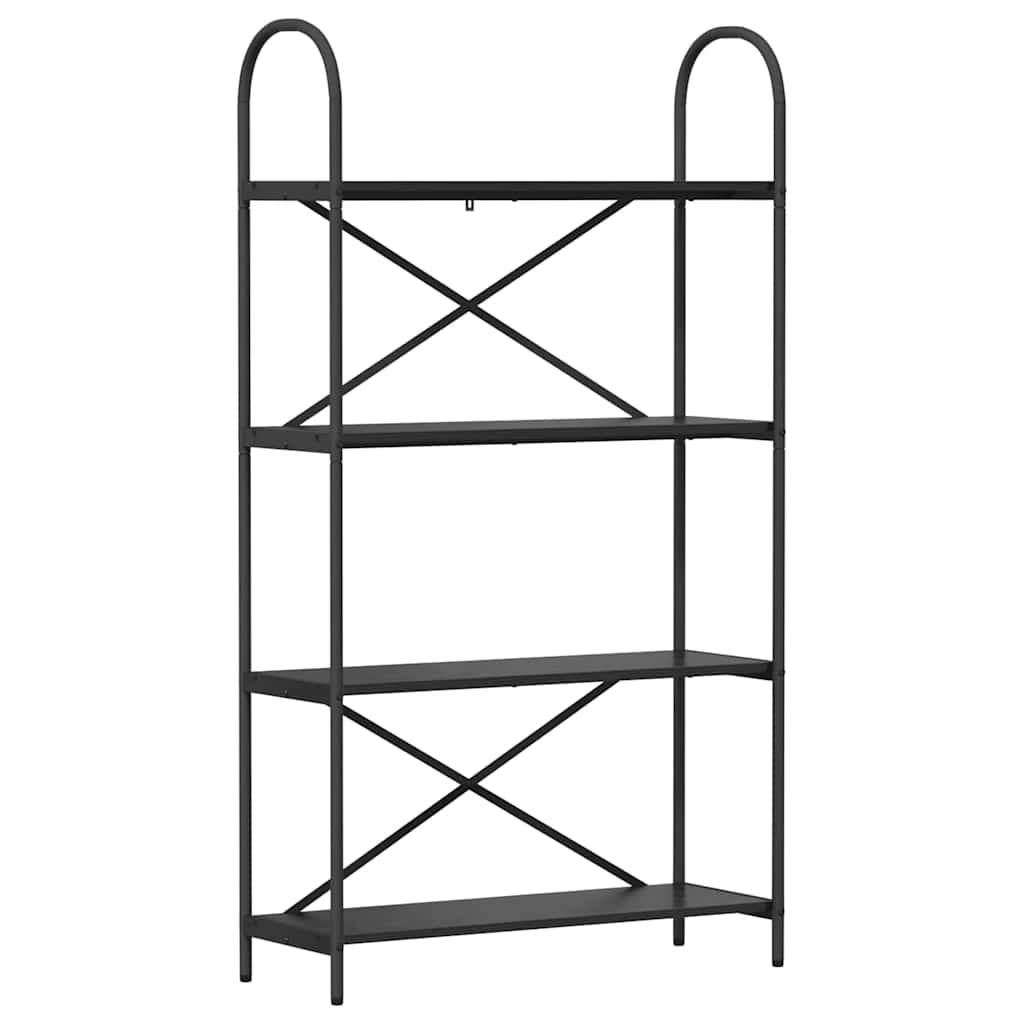 Hyllsystem 4 nivåer 80 x 30 x 146 cm Konstruerat trä Svart Ek