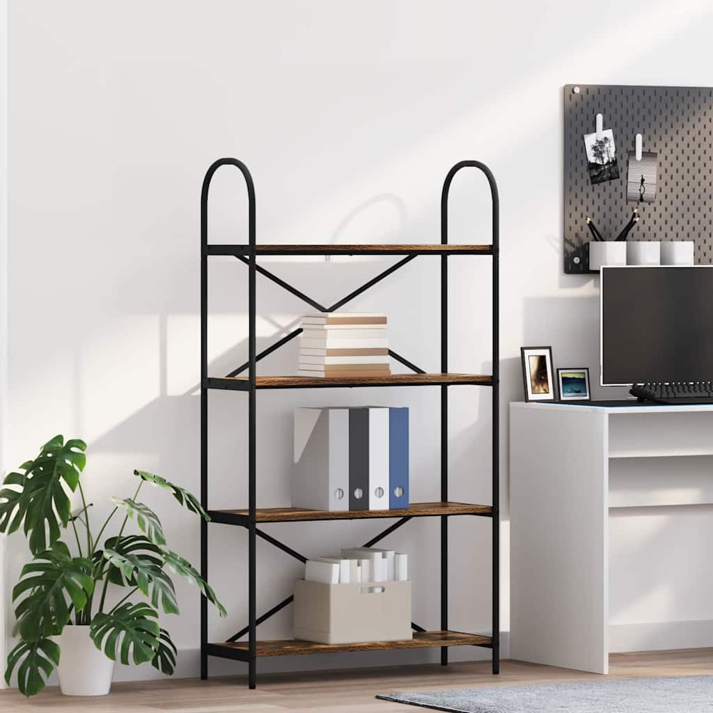 Hyllsystem 4 nivåer 80 x 30 x 146 cm Konstruerat trä Rökt ek