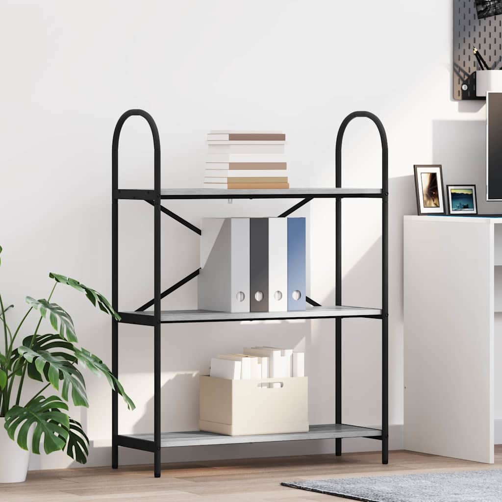 Hyllsystem 3 nivåer 80 x 30 x 109 cm Konstruerat trä Grå Sonoma