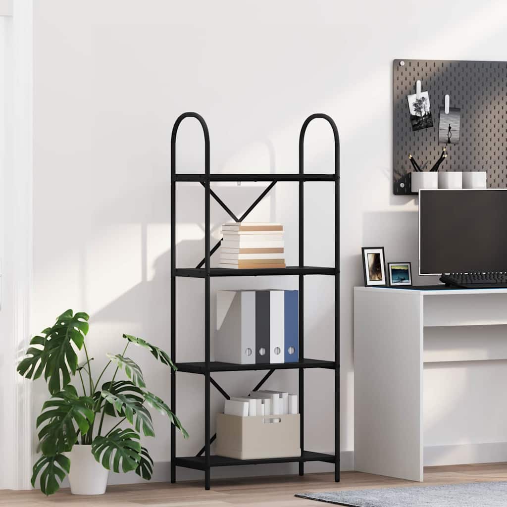 Hyllsystem 4 nivåer 60 x 30 x 146 cm Konstruerat trä Svart Ek