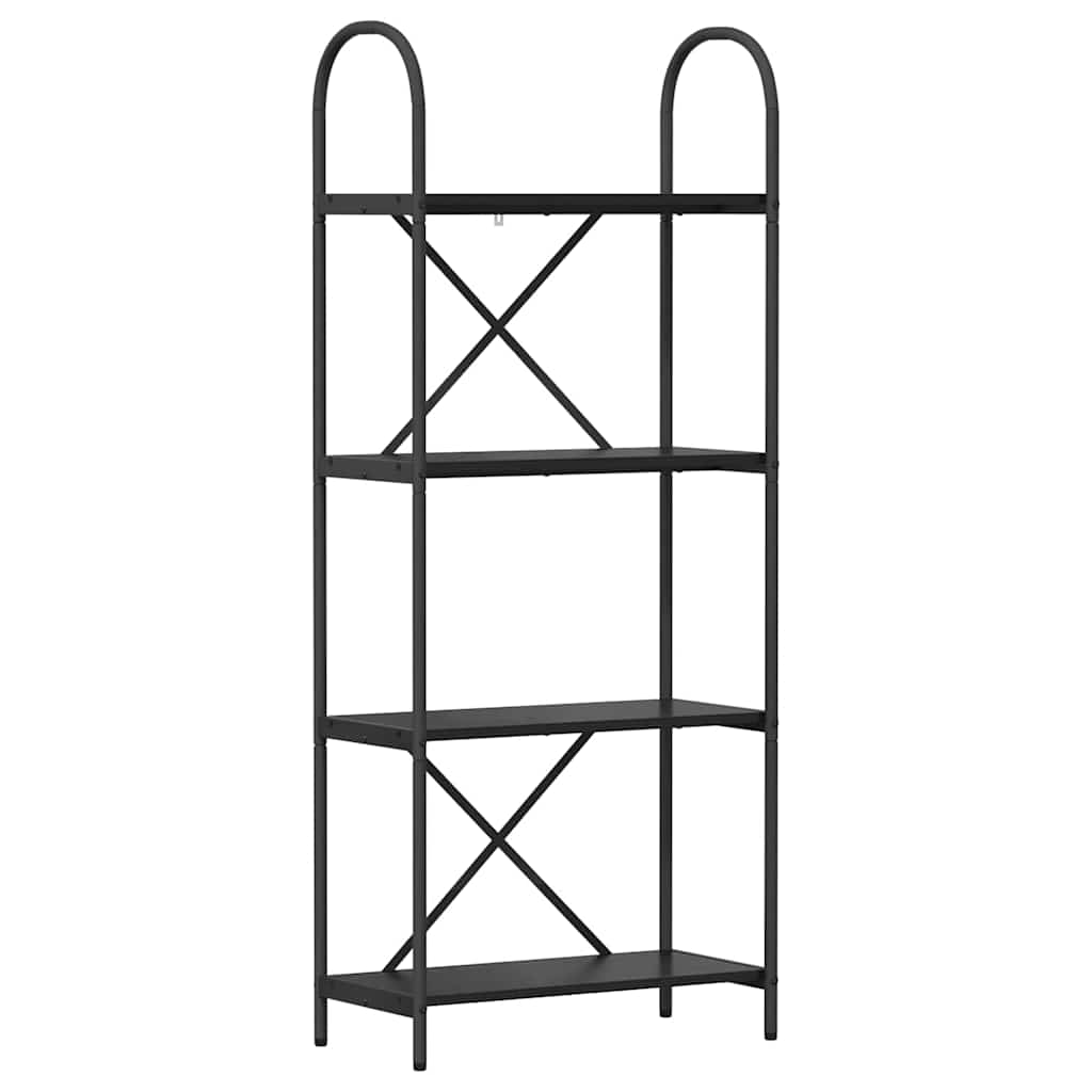 Hyllsystem 4 nivåer 60 x 30 x 146 cm Konstruerat trä Svart Ek