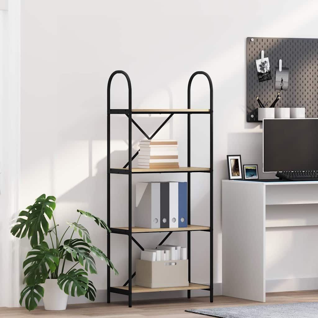 Hyllsystem 4 nivåer 60 x 30 x 146 cm Konstruerat trä Sonoma-ek